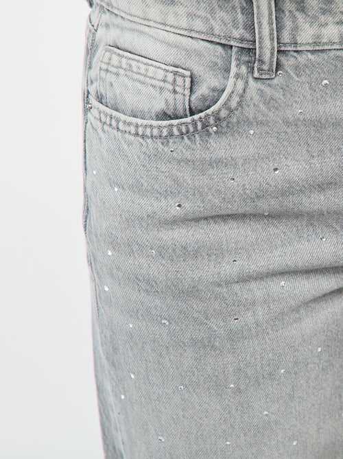 Calças de ganga retas com strass - Kiabi