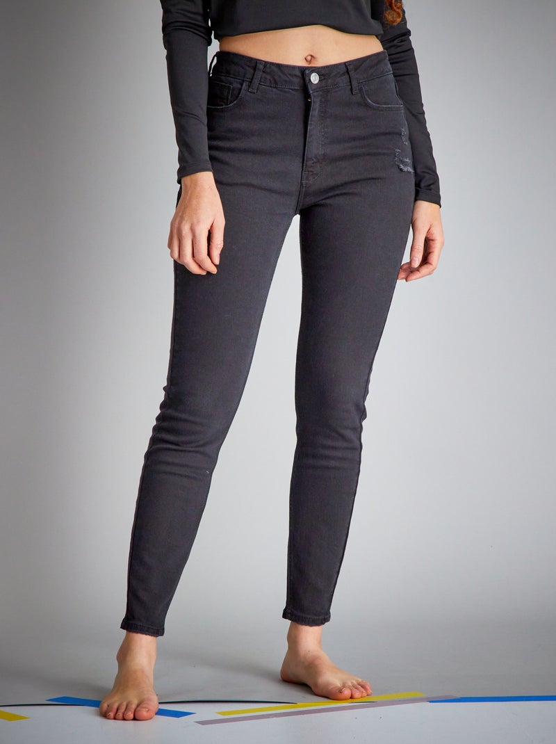 Calças de ganga skinny  - 5 bolsos Preto - Kiabi
