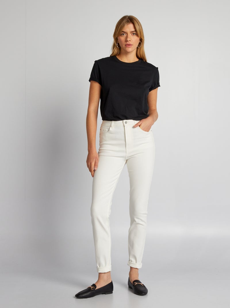 Calças de ganga skinny cintura subida - L28 BRANCO - Kiabi
