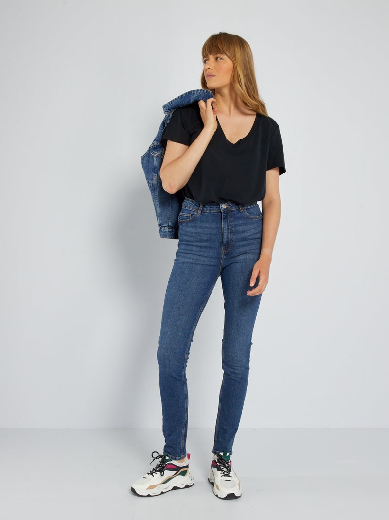 Calças de ganga skinny cintura subida - L32 AZUL - Kiabi