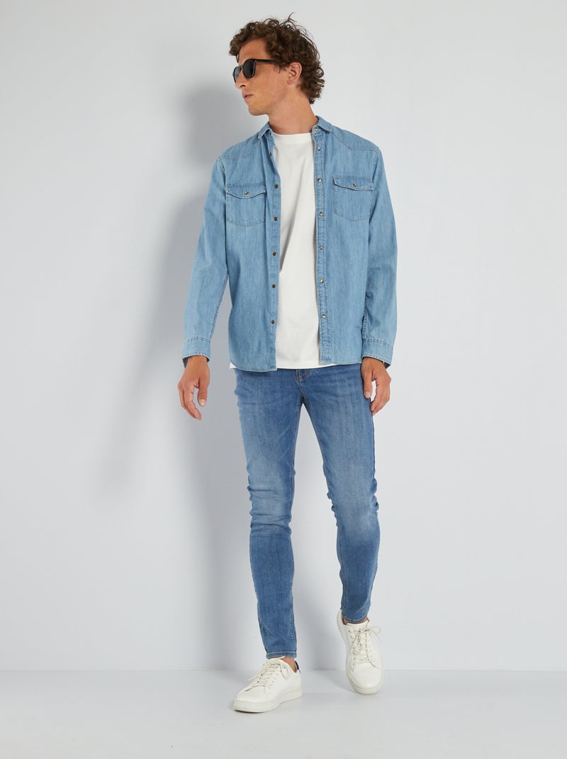 Calças de ganga skinny com 5 bolsos - L32 AZUL - Kiabi