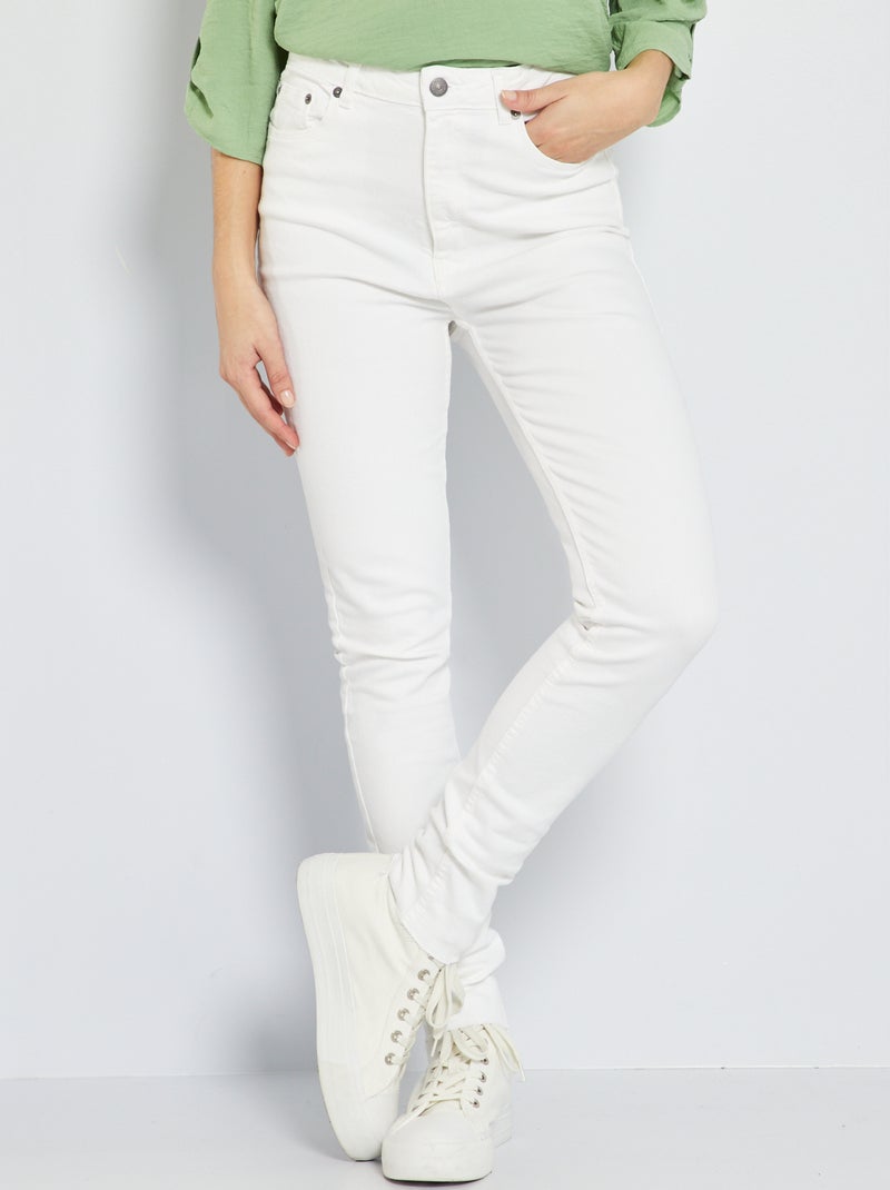 Calças de ganga skinny com cintura muito alta Branco - Kiabi