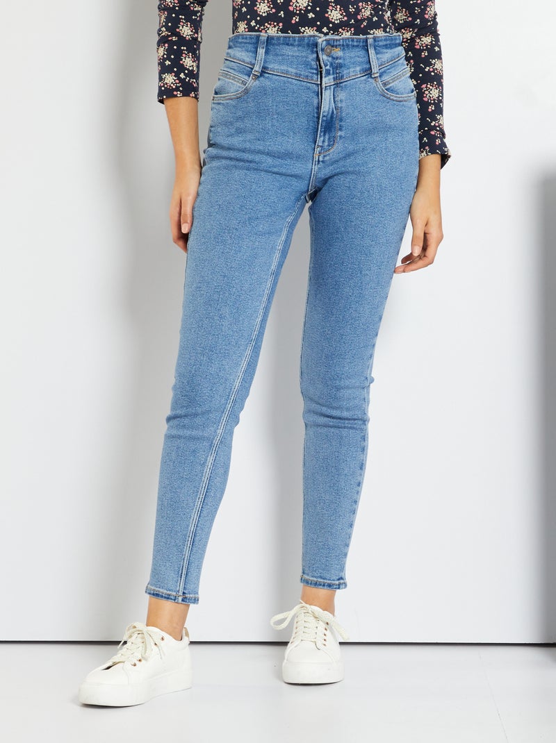 Calças de ganga skinny com cintura subida AZUL - Kiabi