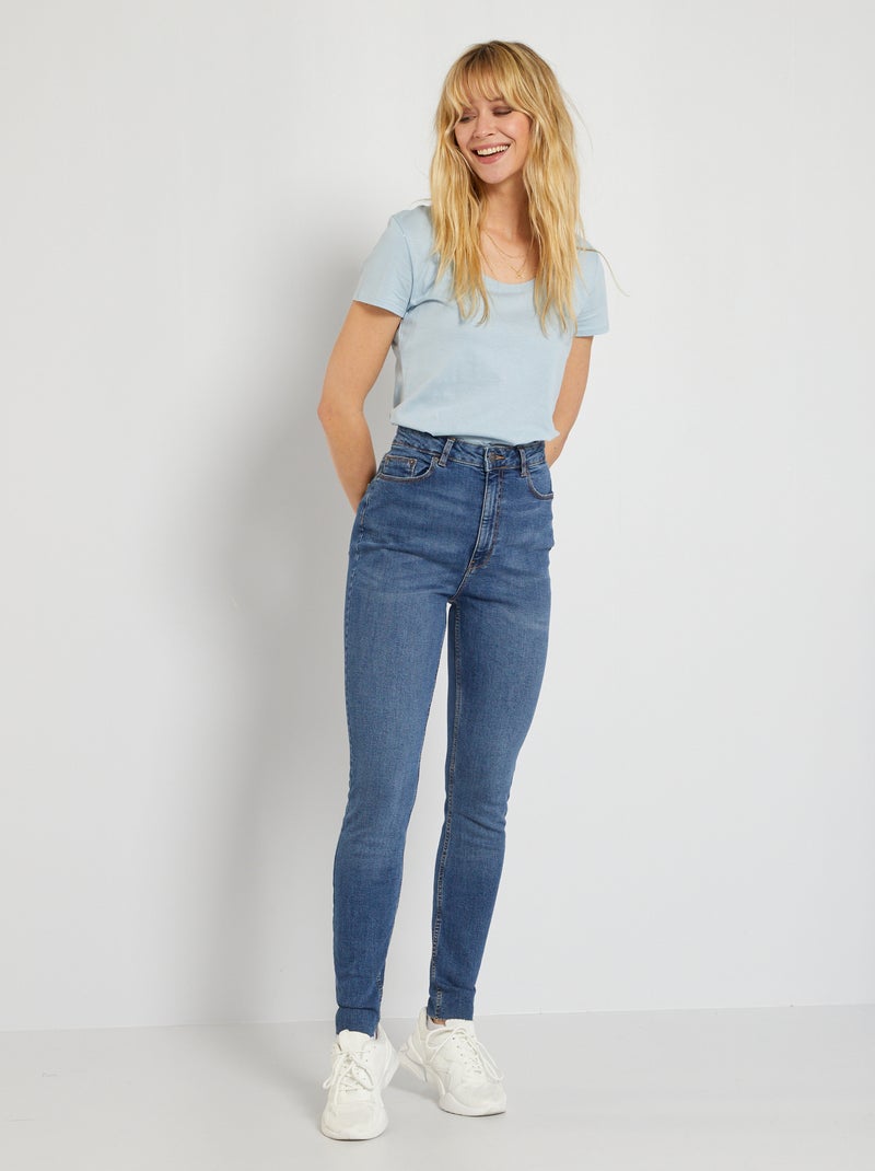 Calças de ganga skinny com cintura subida AZUL - Kiabi