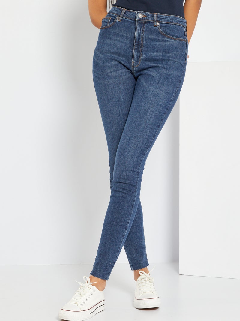 Calças de ganga skinny com cintura subida AZUL - Kiabi