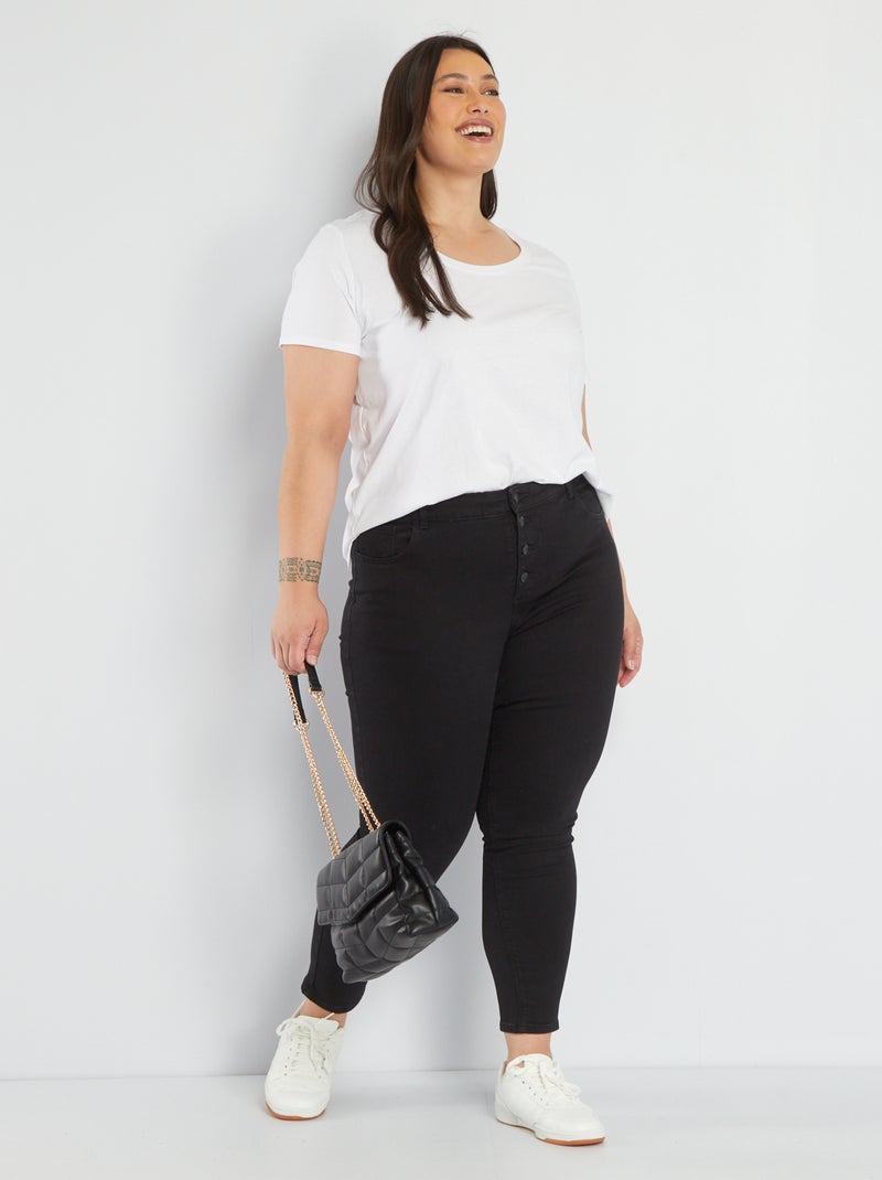 Calças de ganga skinny com cintura subida PRETO - Kiabi