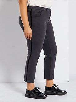 Calças de ganga skinny com faixa em veludo - Kiabi