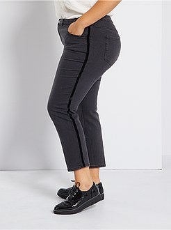 Calças de ganga skinny com faixa em veludo - Kiabi