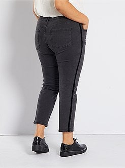 Calças de ganga skinny com faixa em veludo - Kiabi