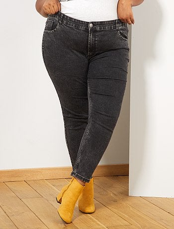 Mulher tamanhos grandes - Calças de ganga skinny com tachas - Kiabi