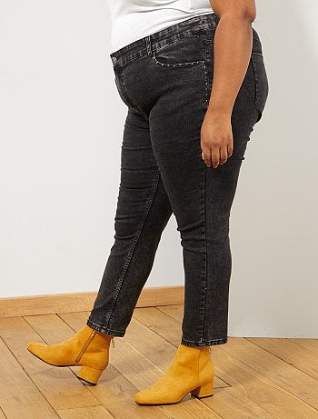 Mulher tamanhos grandes - Calças de ganga skinny com tachas - Kiabi