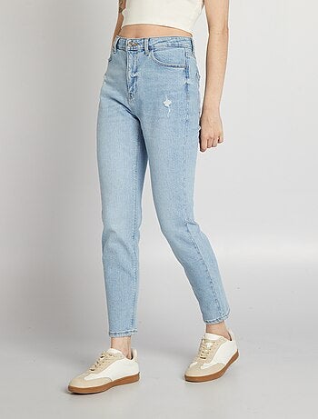 Calças de ganga skinny de cintura subida com abrasões