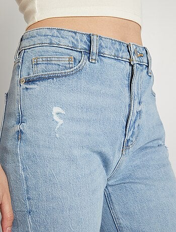 Calças de ganga skinny de cintura subida com abrasões