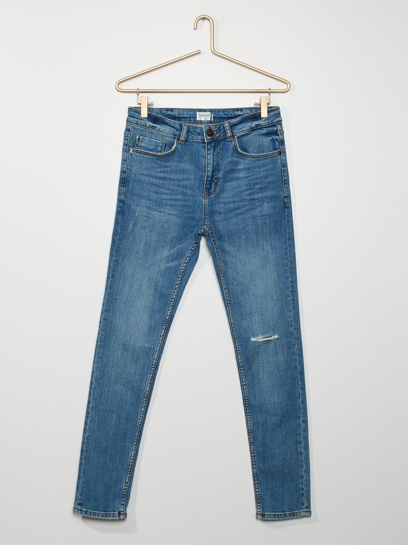 Calças de ganga skinny elásticas destroy AZUL - Kiabi