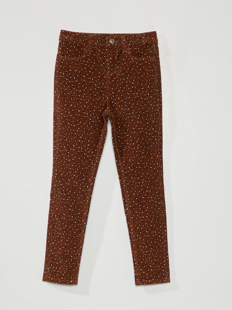 Calças de ganga skinny em veludo com 5 bolsos MARROM - Kiabi