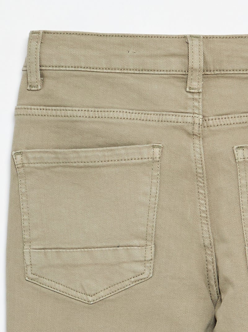 Calças de ganga slim com 5 bolsos Caqui - Kiabi