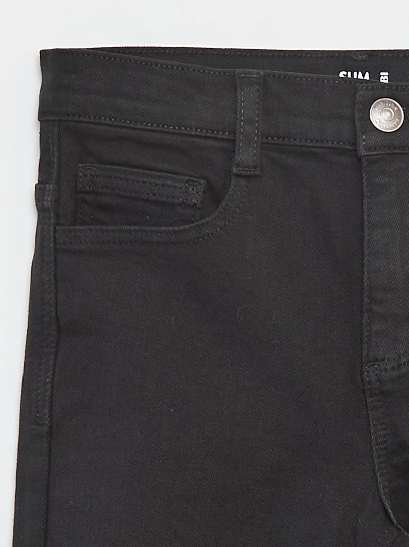 Calças de ganga slim com 5 bolsos Preto - Kiabi