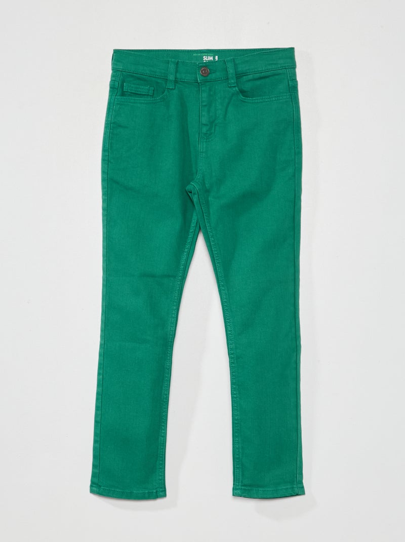 Calças de ganga slim com 5 bolsos VERDE - Kiabi