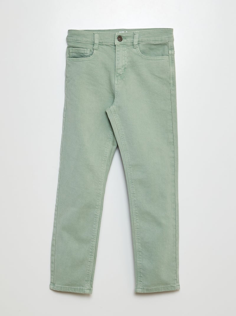 Calças de ganga slim com 5 bolsos VERDE - Kiabi