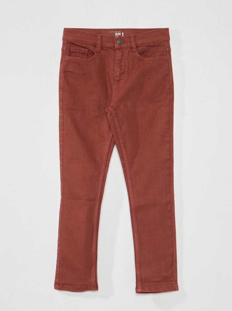 Calças de ganga slim com 5 bolsos VERMELHO - Kiabi