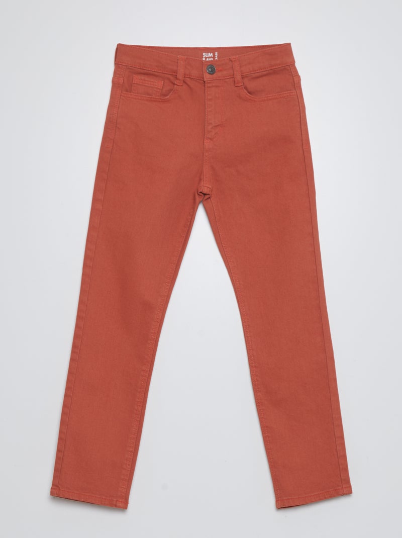 Calças de ganga slim com 5 bolsos VERMELHO - Kiabi