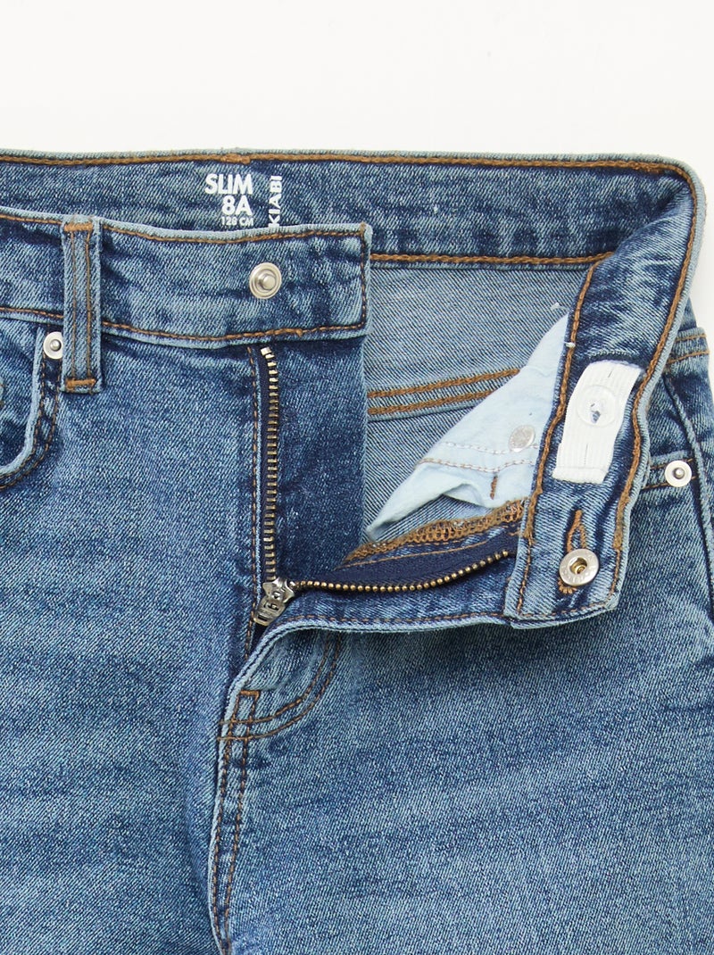 Calças de ganga slim com cintura ajustável AZUL - Kiabi