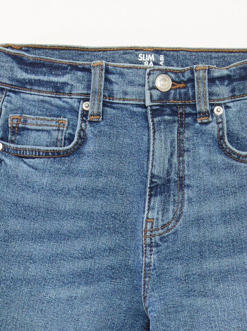 Calças de ganga slim com cintura ajustável AZUL - Kiabi