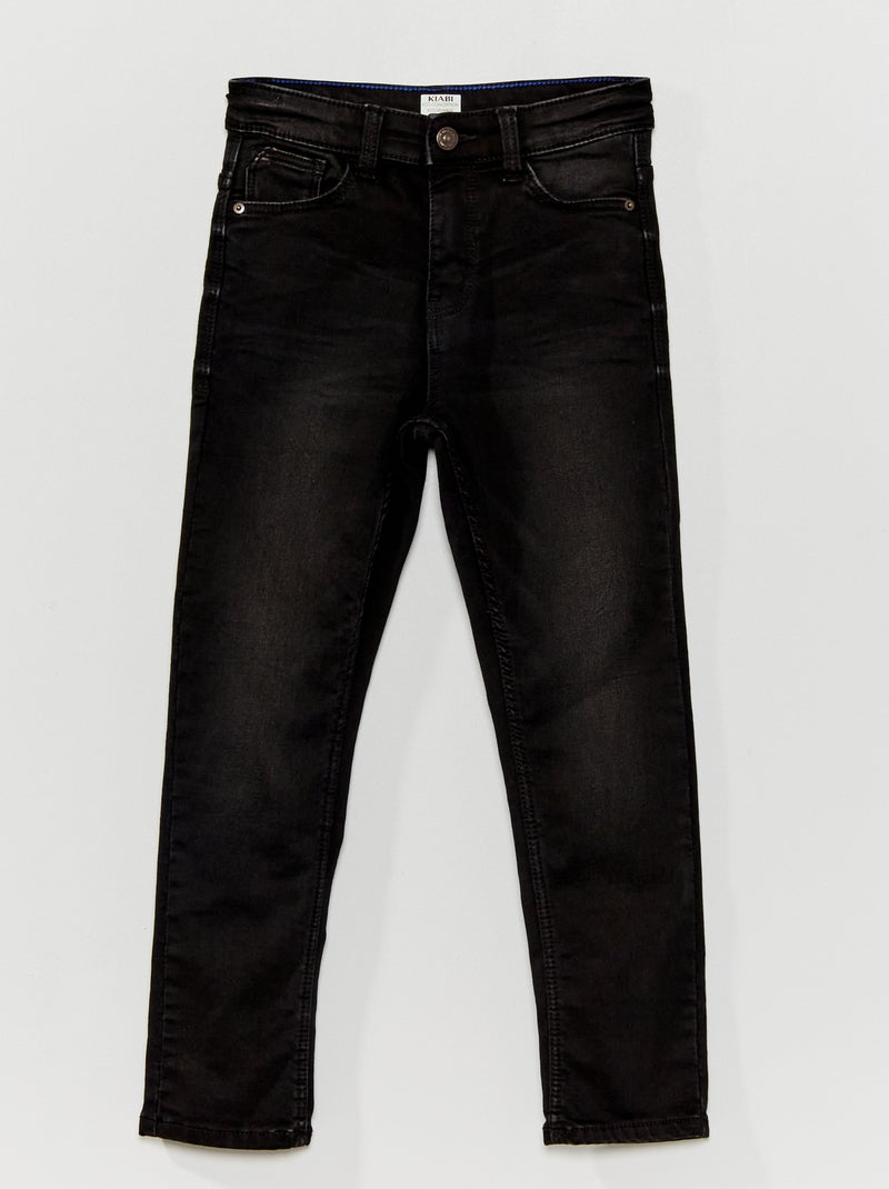 Calças de ganga slim com cintura ajustável PRETO - Kiabi