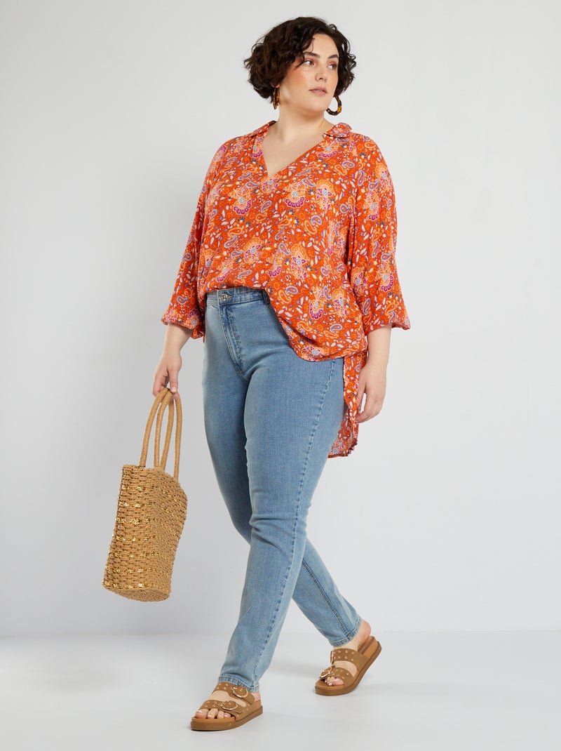 Calças de ganga slim com cintura subida - L28 Azul - Kiabi