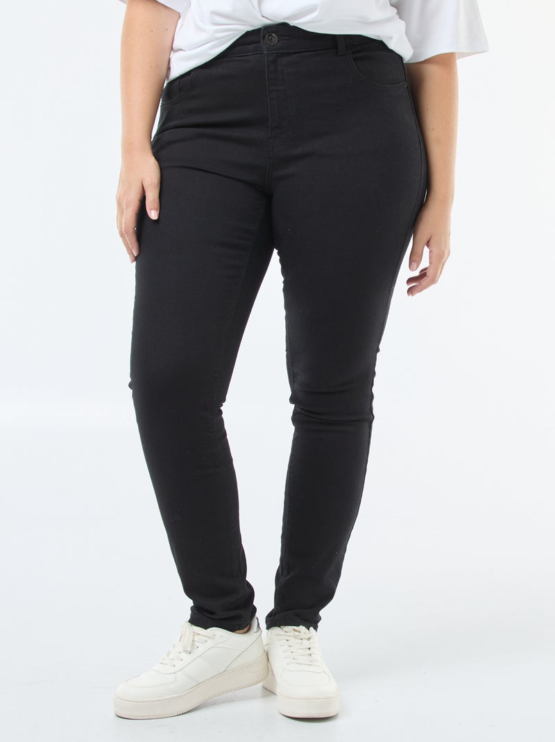 Calças de ganga slim com cintura subida - L32 PRETO - Kiabi