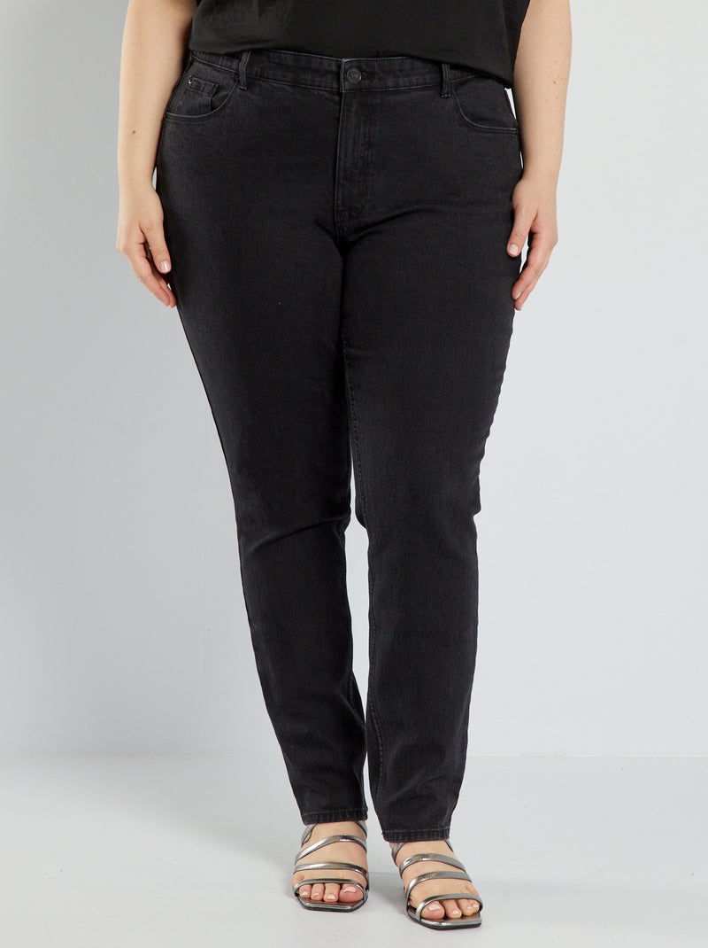 Calças de ganga slim com cintura subida - L34 PRETO - Kiabi