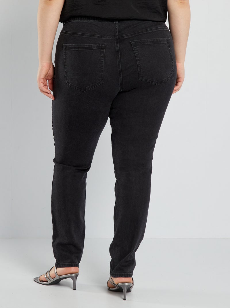 Calças de ganga slim com cintura subida - L34 PRETO - Kiabi