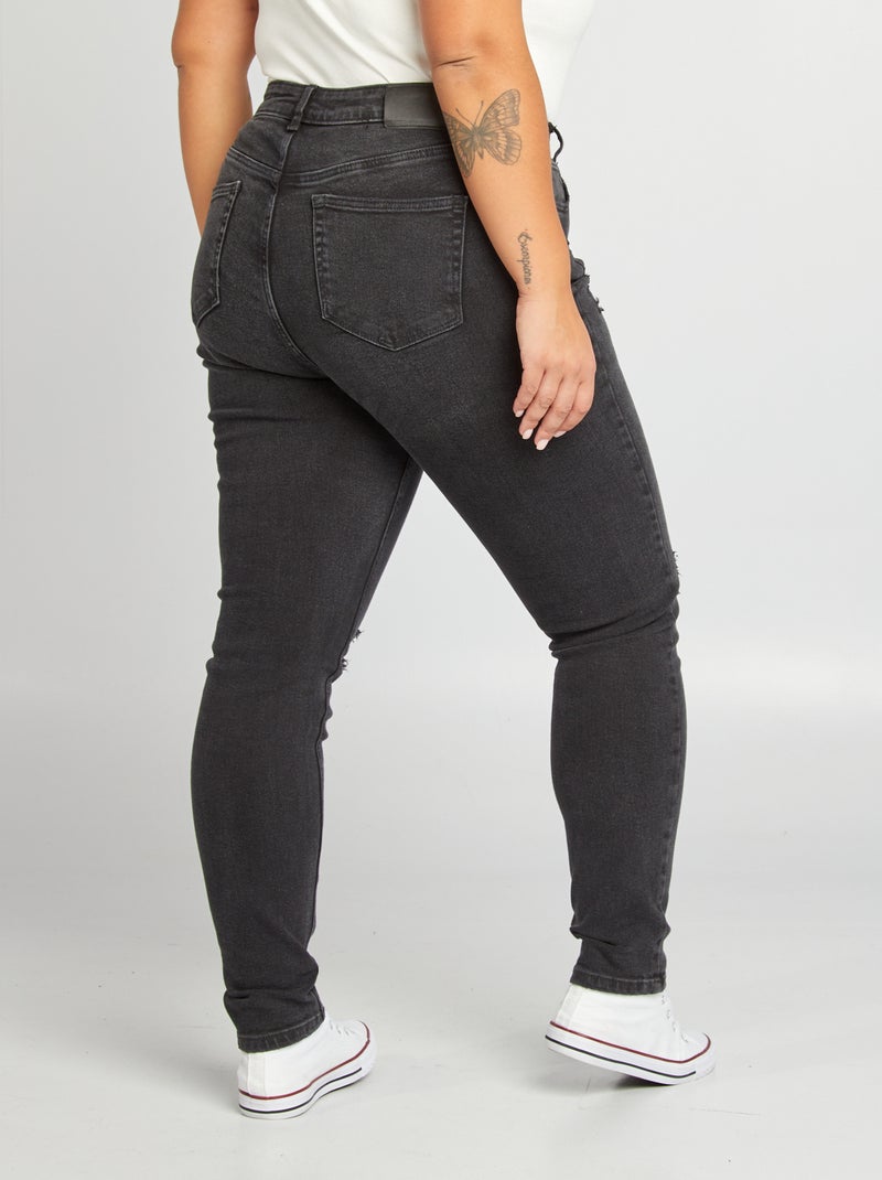 Calças de ganga slim com cintura subida CINZA - Kiabi