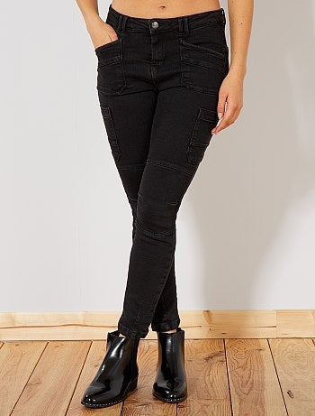 Calças de ganga slim de cintura subida tipo battle - Kiabi