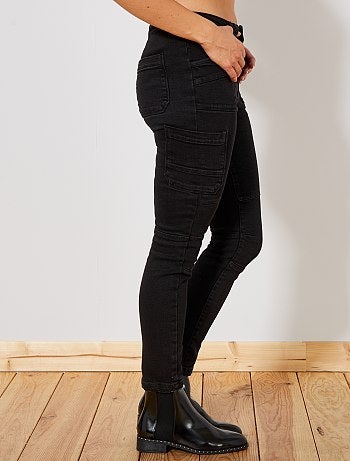 Calças de ganga slim de cintura subida tipo battle - Kiabi