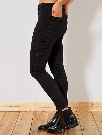 Calças de ganga slim de cintura subida tipo battle - Kiabi