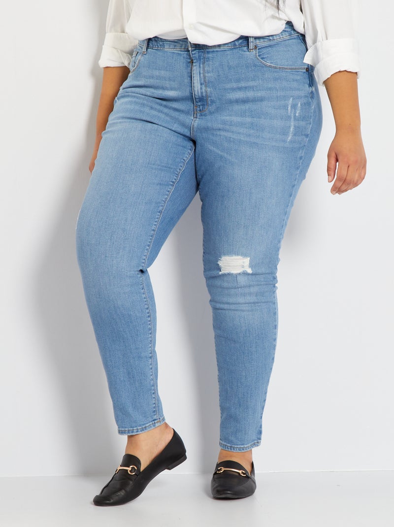 Calças de ganga slim destroy Azul - Kiabi