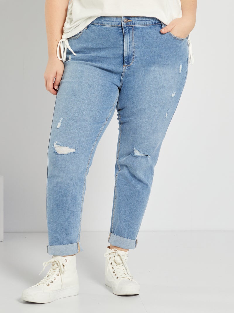 Calças de ganga slim destroy Azul - Kiabi