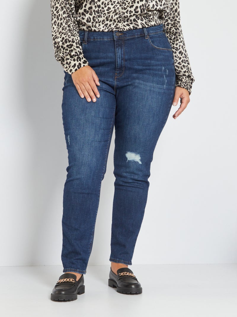 Calças de ganga slim destroy AZUL - Kiabi
