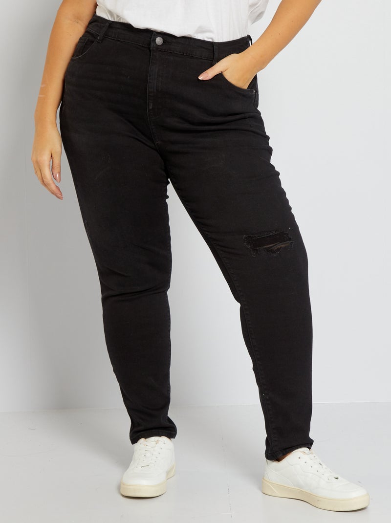 Calças de ganga slim destroy PRETO - Kiabi
