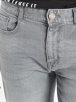 Calças de ganga slim efeito usado - Kiabi