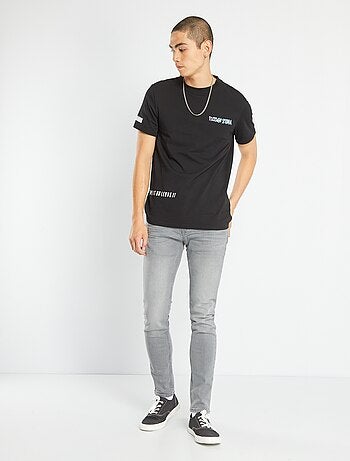 Calças de ganga slim efeito usado - Kiabi