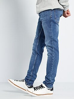 Calças de ganga slim efeito usado - Kiabi