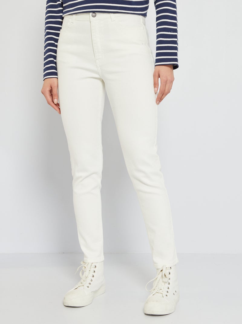 Calças de ganga slim elásticas  - 32L BRANCO - Kiabi