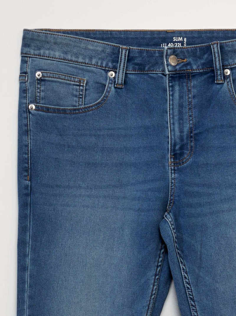Calças de ganga slim elásticas  - L32 AZUL - Kiabi