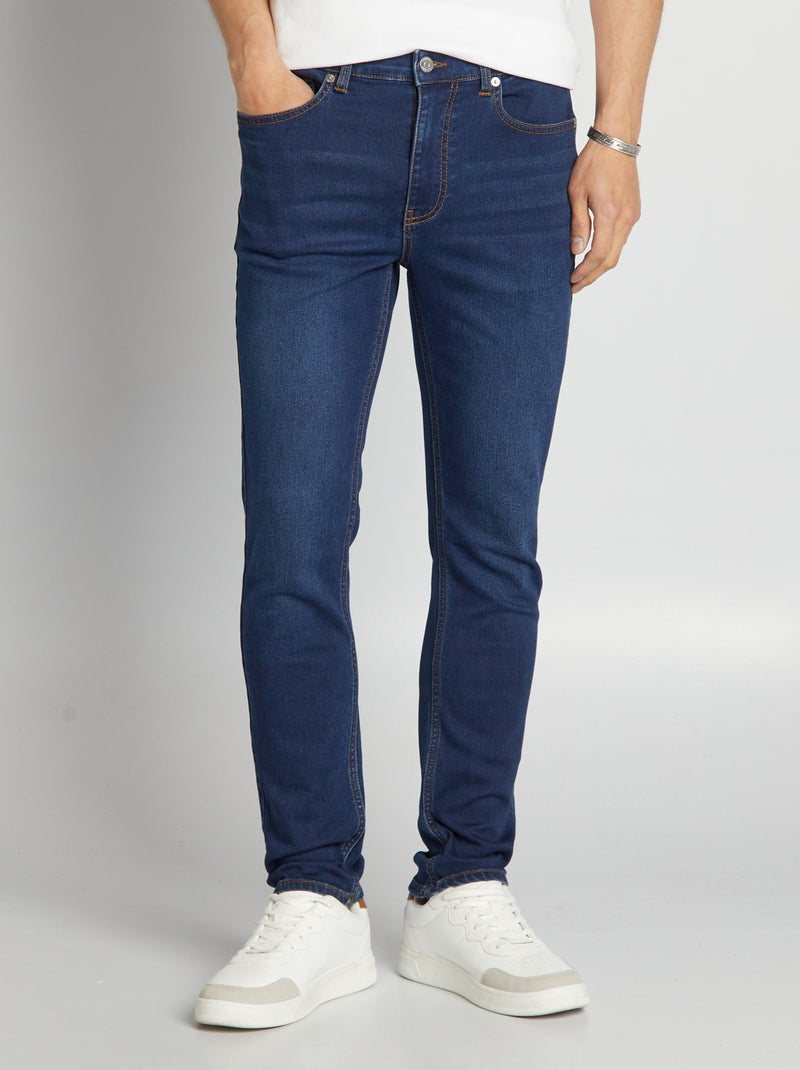 Calças de ganga slim elásticas  - L32 AZUL - Kiabi