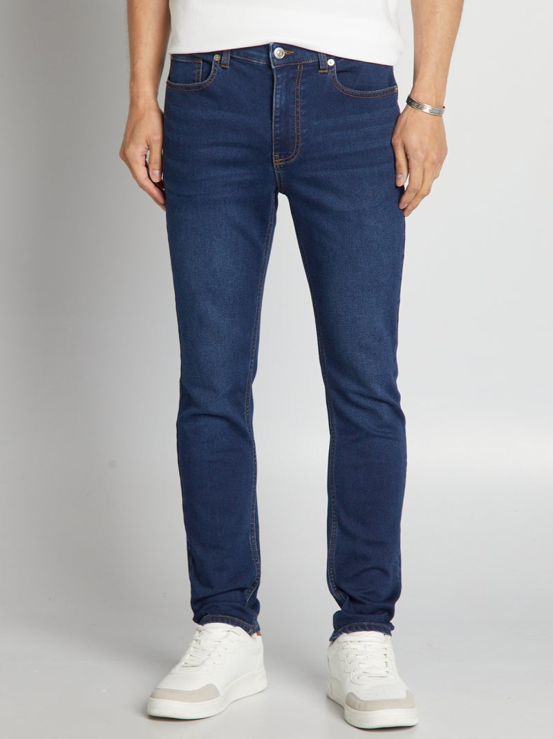 Calças de ganga slim elásticas  - L32 AZUL - Kiabi
