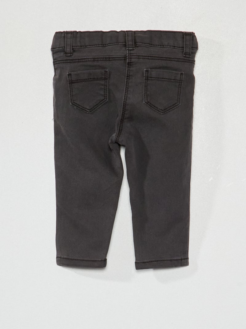 Calças de ganga slim elásticas com cós ajustável PRETO - Kiabi