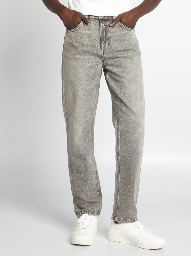 Calças de ganga straight 5 bolsos CINZA - Kiabi