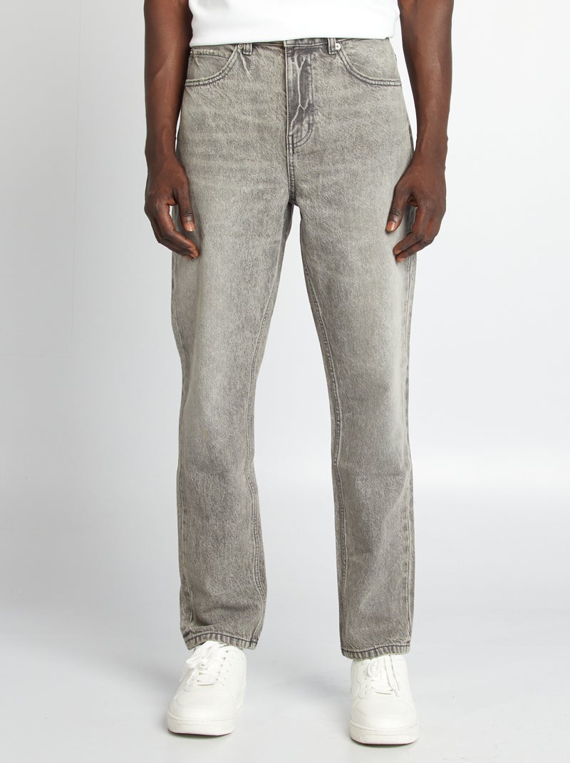 Calças de ganga straight 5 bolsos CINZA - Kiabi